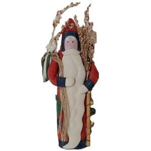 Vintage Folk Santa Claus Country Harvest Craft Fabric Figural Christmas Holiday